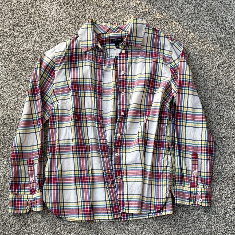 Talbots Multicolor Plaid Button Down Shirt